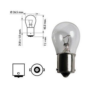 Лампа указателя поворотов и стоп сигнала 24V P21W (Ba15s) 62413